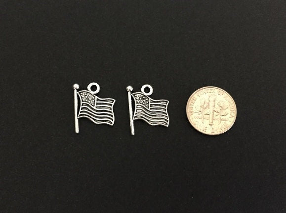 Base Metal American Flag Charm