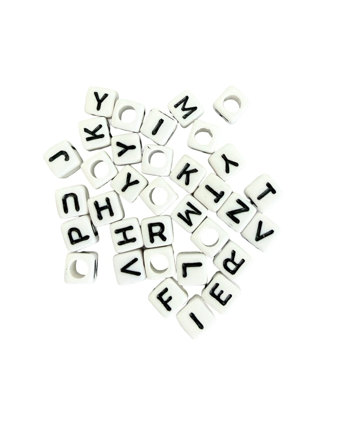 6mm Acrylic Alphabet Letter Beads • A-Z 26-Piece Set • 4-Sided Beads with 4mm Hole