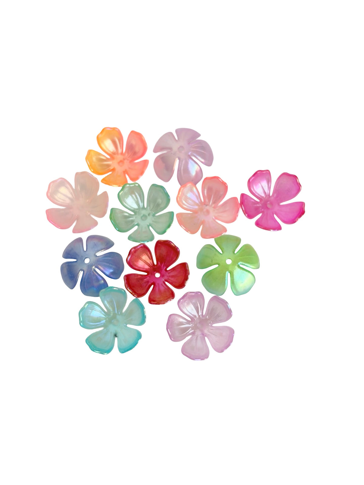 19mm 5-Petal Acrylic Rounded Flower Beads • Random Mix AB Colors for Jewelry Making & Crafts