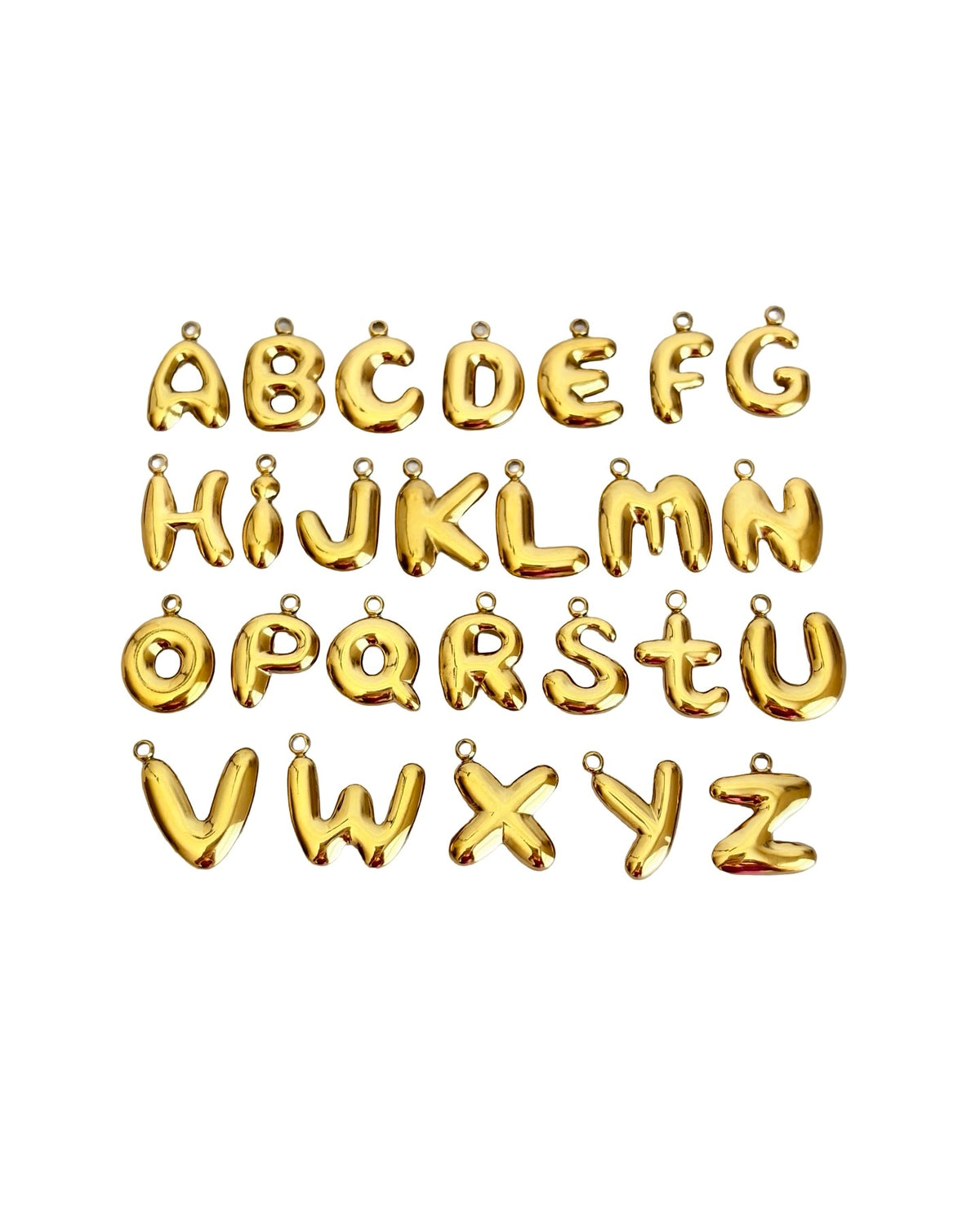 Large Bubble Letter Pendant (A-Z) • Stainless Steel • Gold over Stainless Steel • Sold Individually
