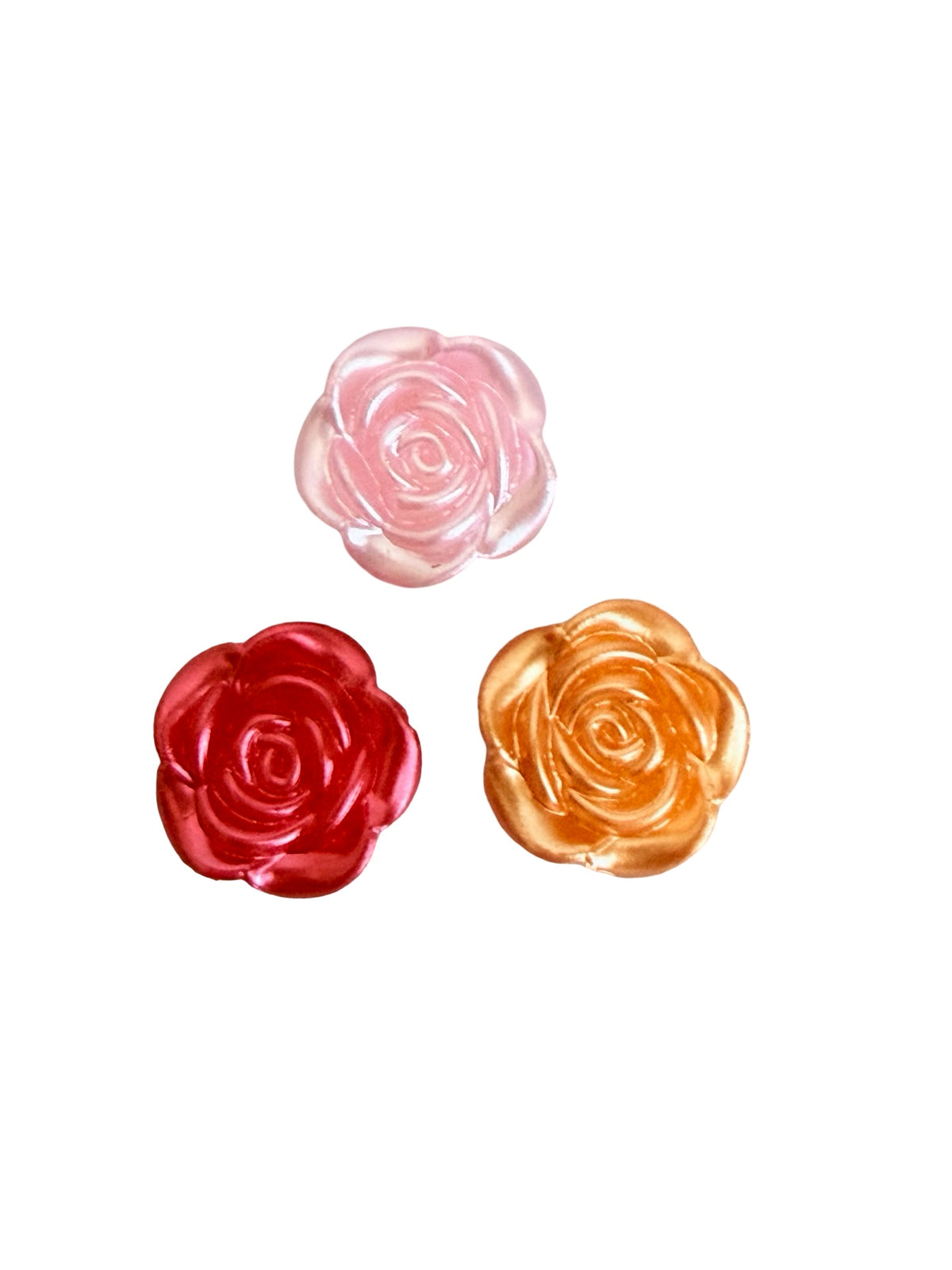 14mm Faux Pearl Rose Beads • Flower Beads for Jewelry Making • Pink, Red & Orange