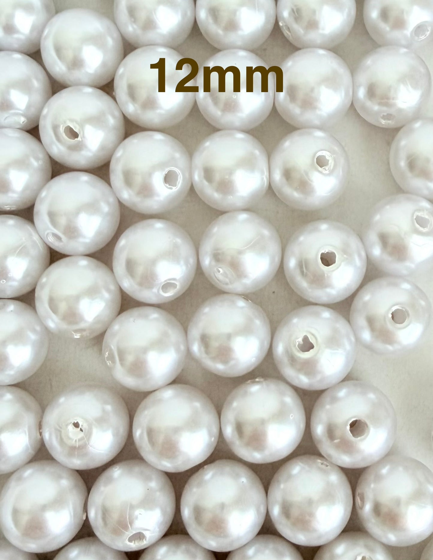 White Glass Pearl Beads (10mm or 12mm) • Elegant Round Faux Pearl Beads for Jewelry Making, Bracelets, Necklaces & DIY Crafts