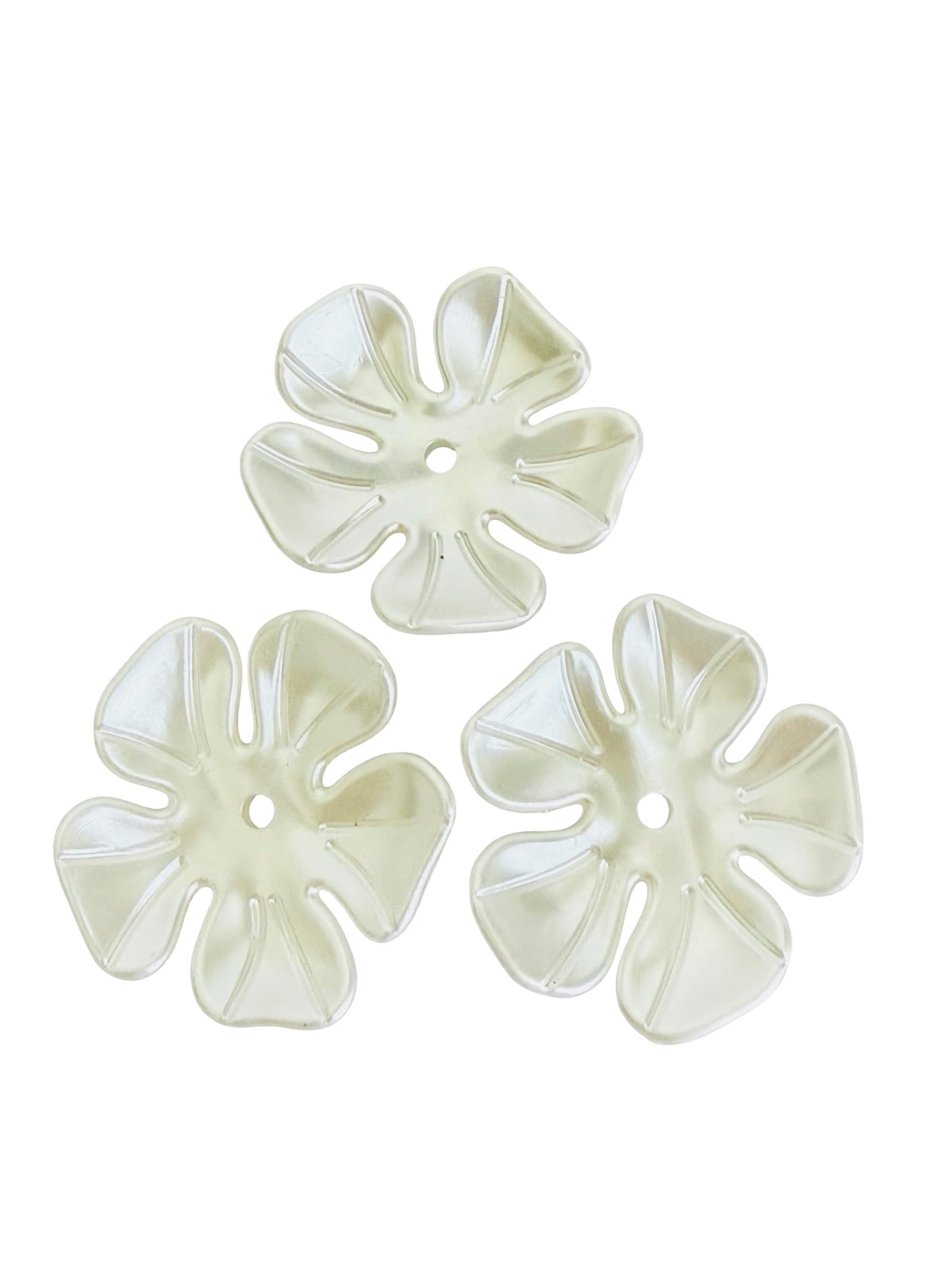 39mm Large Acrylic Faux Pearl 5-Petal Flower Beads • Statement Pearl Flower Beads for Jewelry Making & Crafts