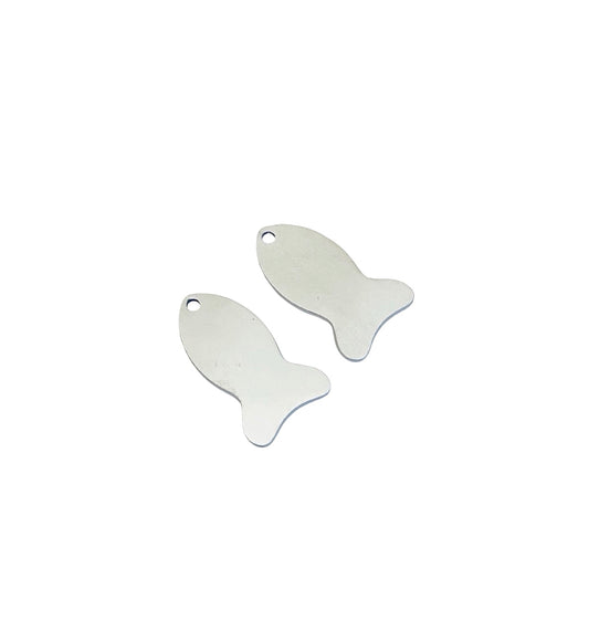 Shiny Stainless Steel Fish Blank • 15mm x 25mm