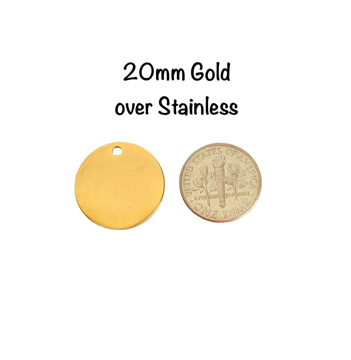 20mm Shiny Round Blanks • Stainless Steel • Gold over Stainless • Rose Gold over Stainless