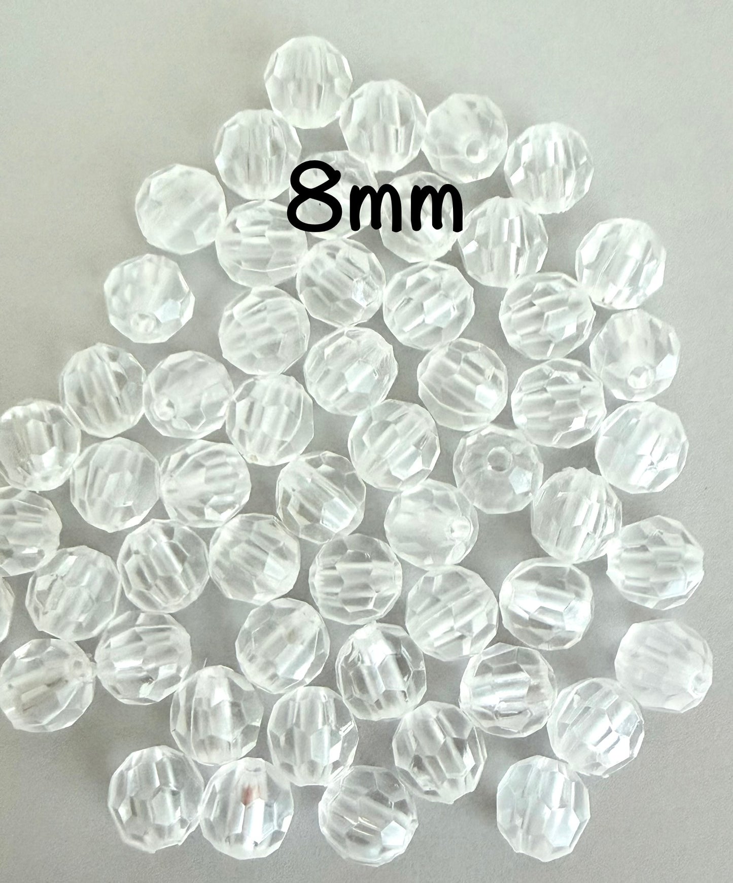 Faceted Plastic Beads • Clear & Pink • 6mm & 8mm