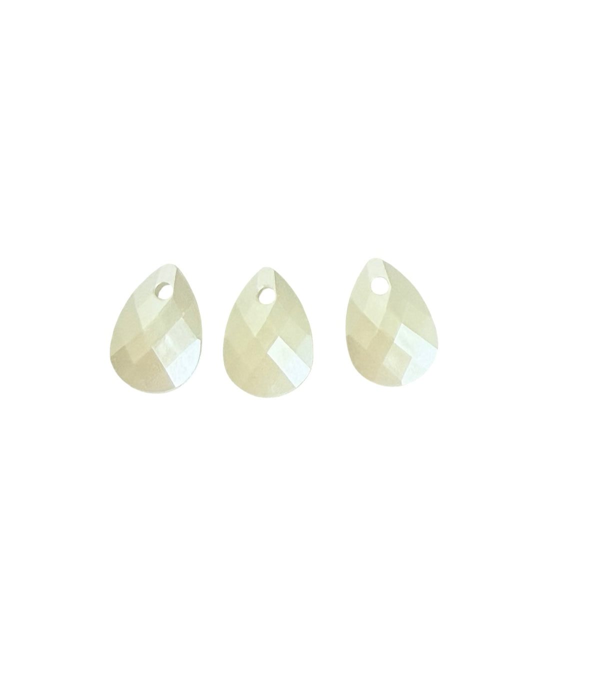 Small Faux Pearl Faceted Flat Pear Shape Pendant • 8mm x 12mm • Teardrop Bead for Jewelry Making