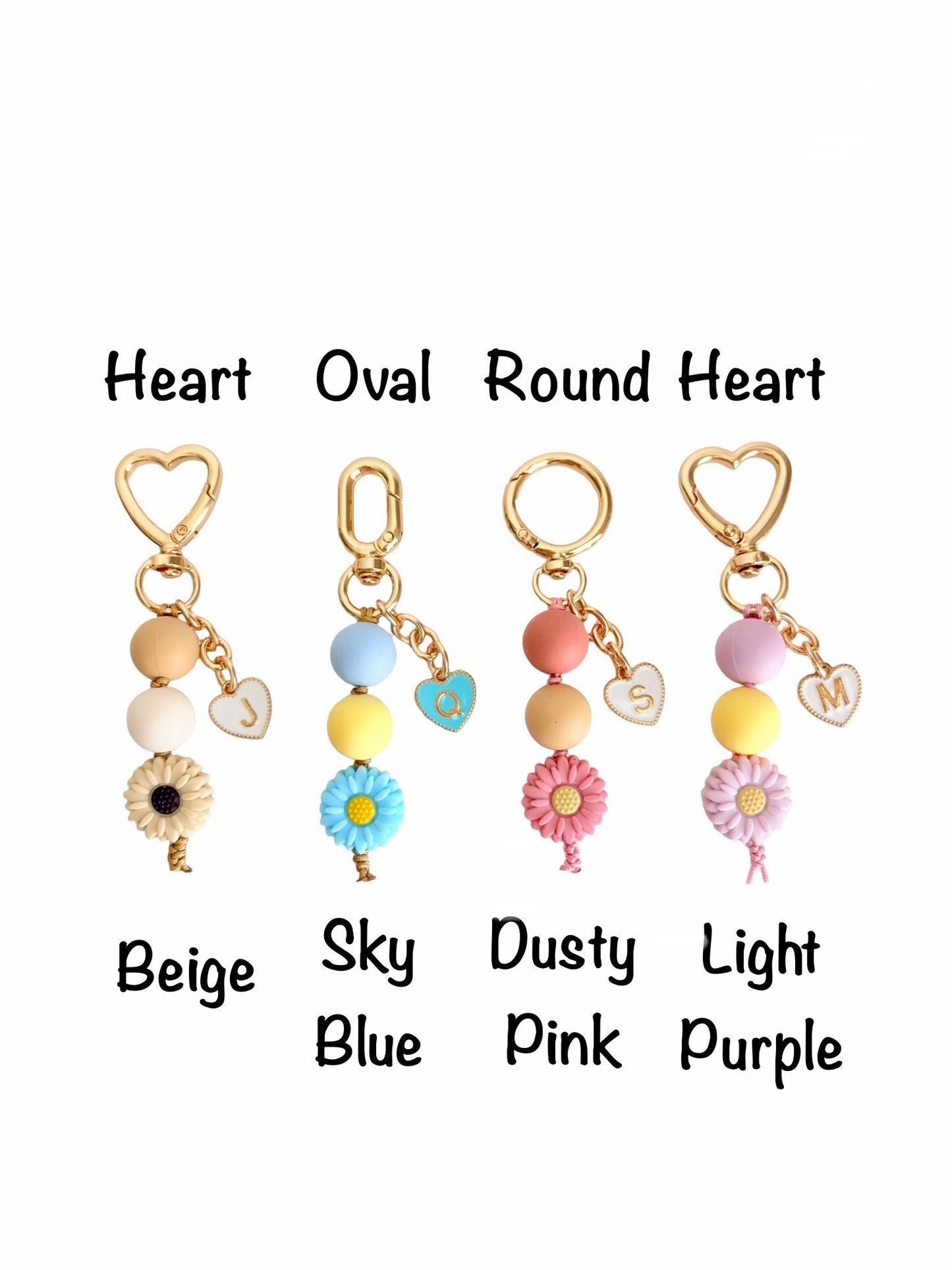 Personalized Daisy Flower Bag Charm • Silicone Bead Purse Charm Keychain