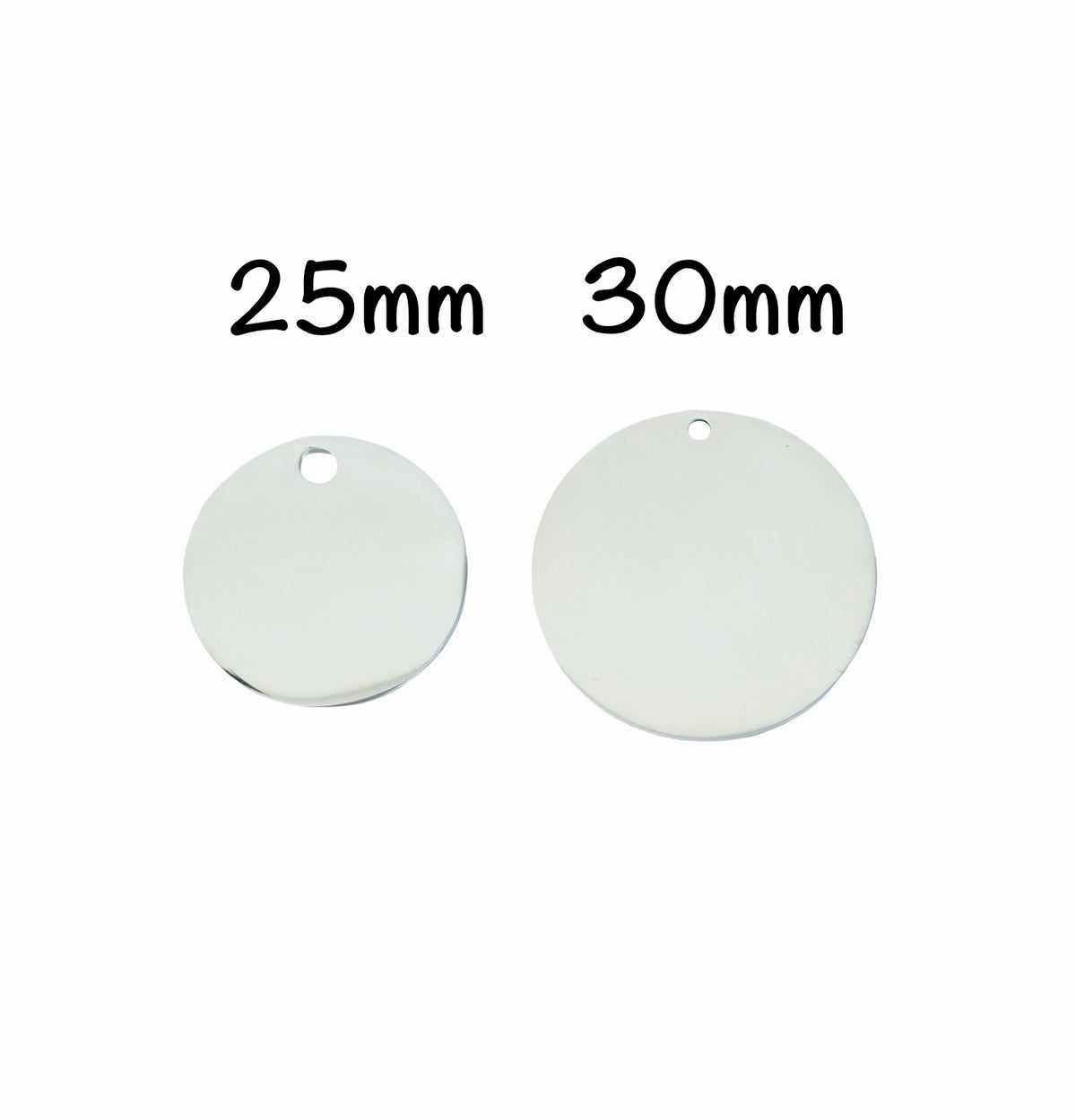 Shiny Stainless Steel Round Blanks (25mm • 30mm)