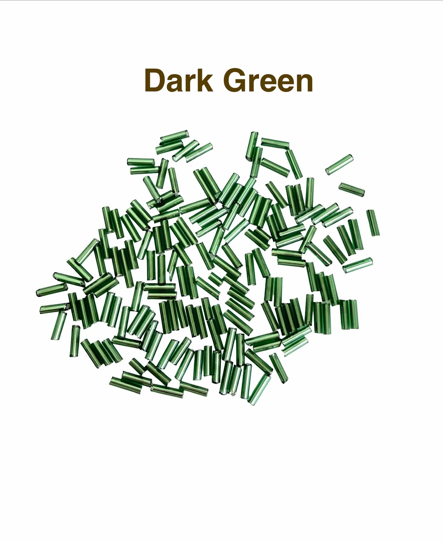 2mm x 7mm Tube Seed Beads • Olive Green & Dark Green Beads, Perfect for Jewelry Making & Mini Flower Bouquets