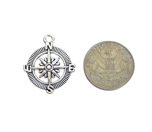 Base Metal Large Compass Charm