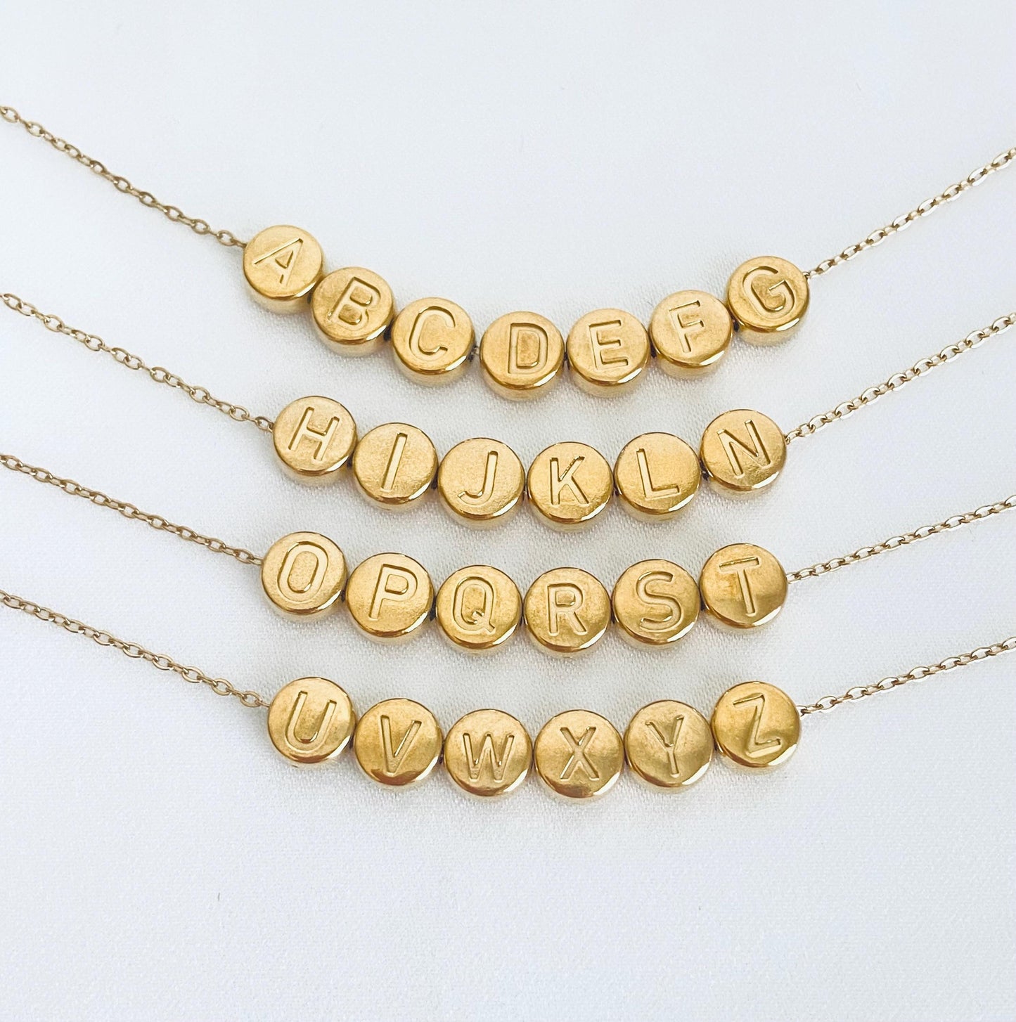 6mm Stainless Steel Round Initial Bead • Alphabet Letter Bead for Jewelry Making, Stainless Steel or Gold Over Stainless Steel