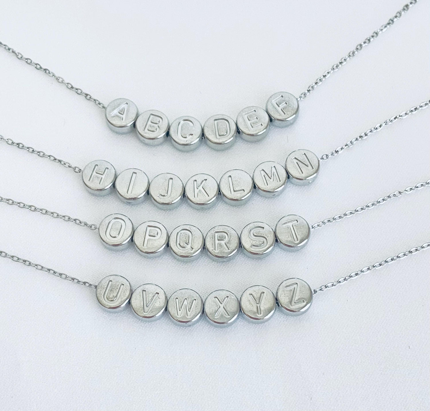 6mm Stainless Steel Round Initial Bead • Alphabet Letter Bead for Jewelry Making, Stainless Steel or Gold Over Stainless Steel