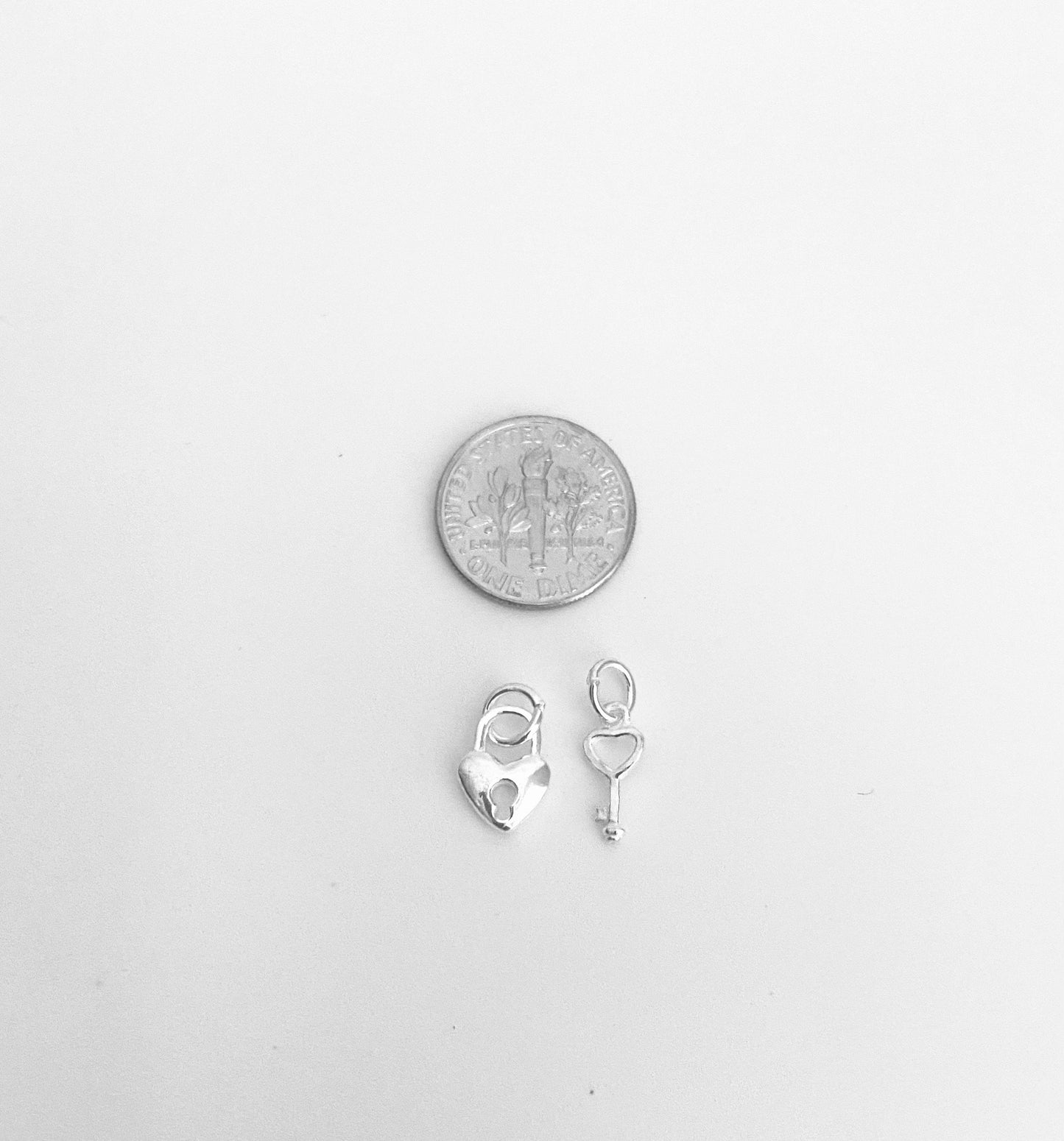925 Sterling Silver Key & Lock Charm (2 pcs set)