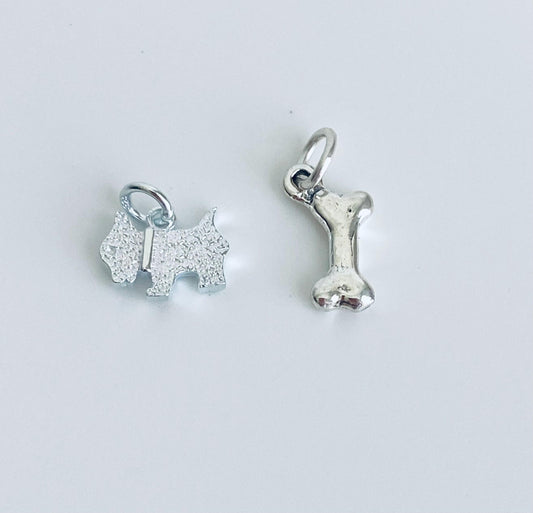 Sterling Silver Dog Charm or Dog Bone Charm