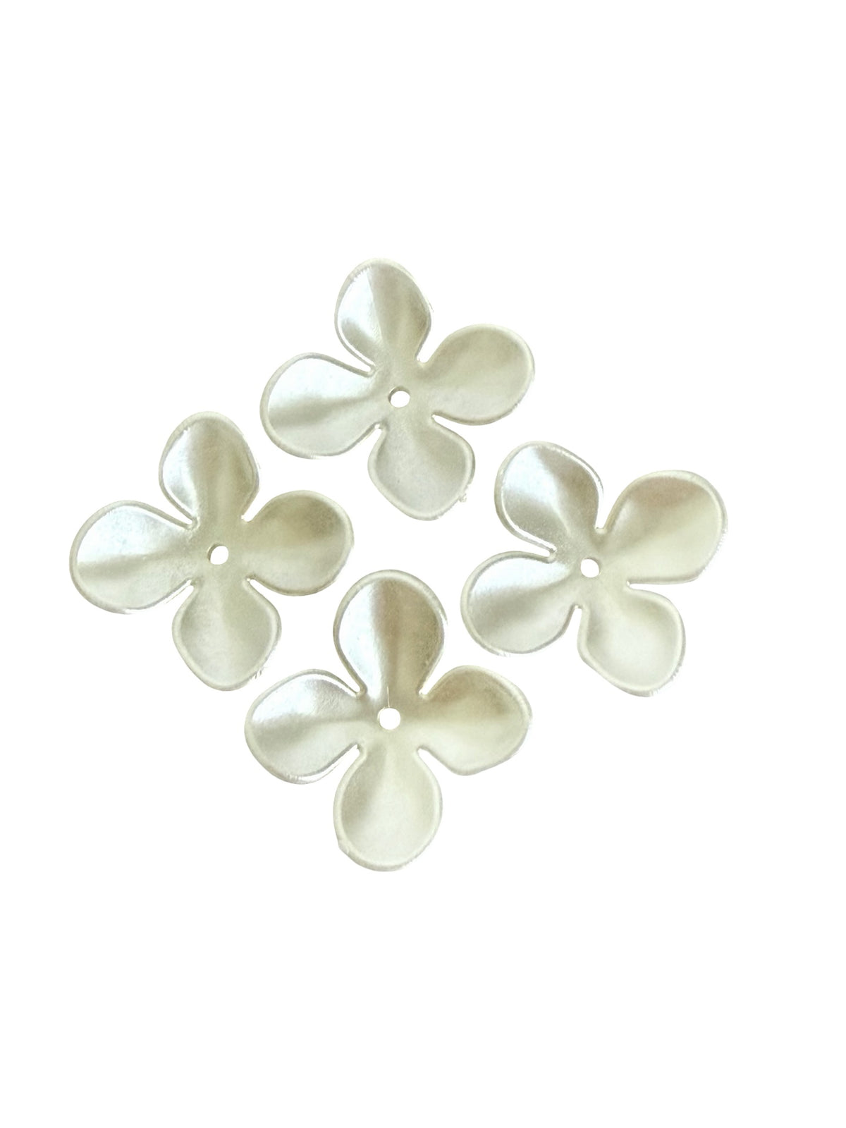 27mm Acrylic Faux Pearl 4-Petal Flower Beads • Large Flower Beads for Jewelry Making & Crafts