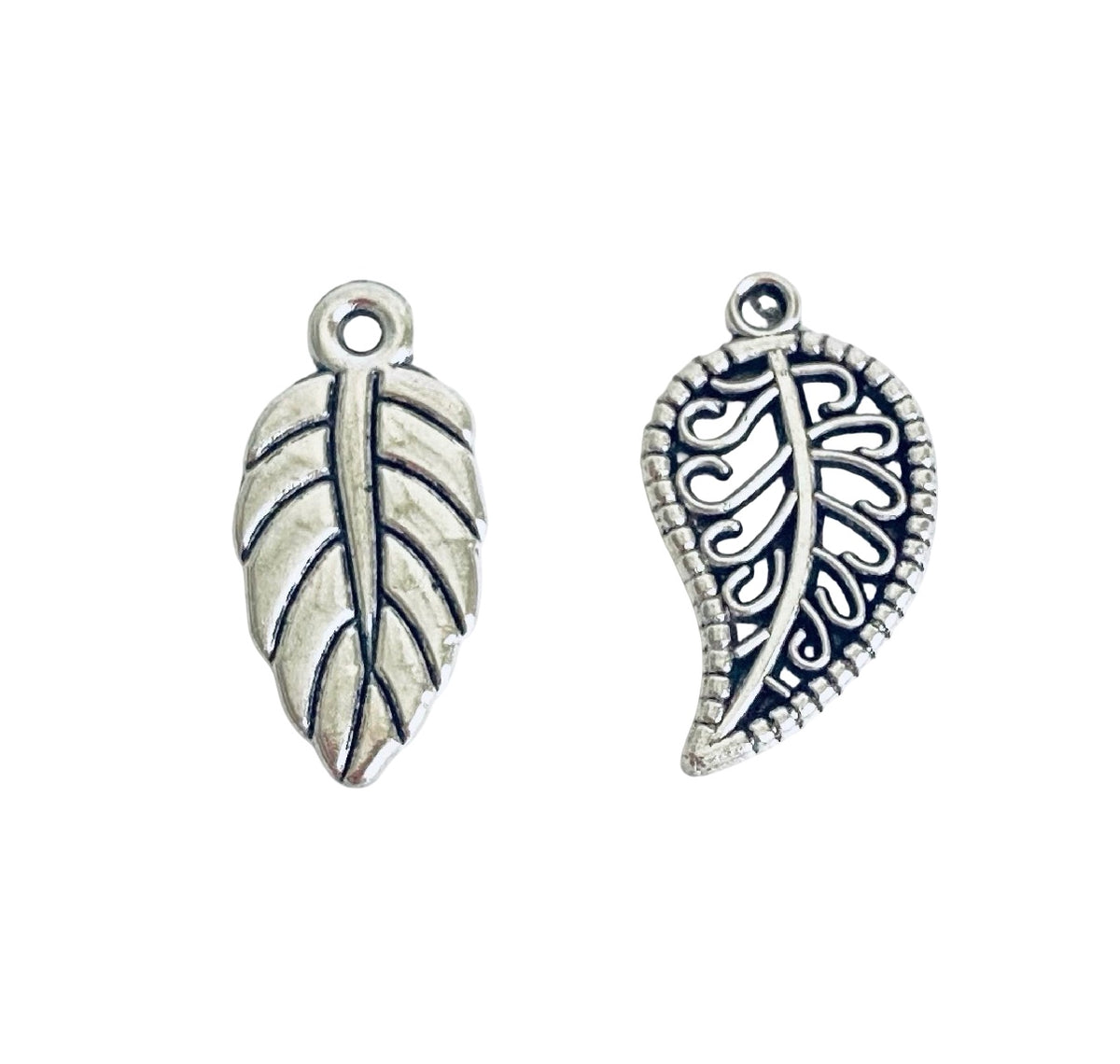 Base Metal Small Leaf Charms (Solid Leaf • Filigree Leaf)