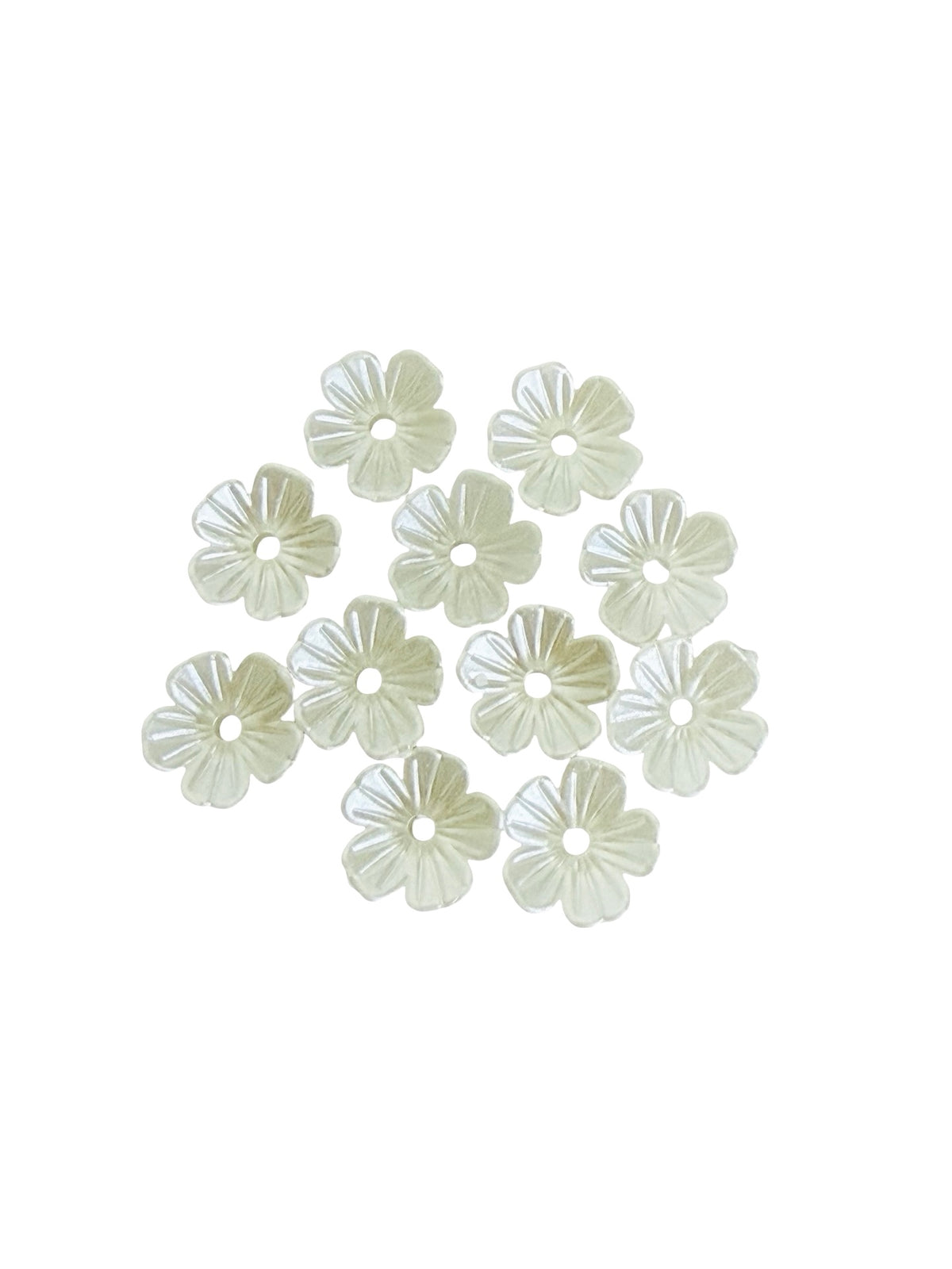 10mm Acrylic Faux Pearl 5-Petal Flower Beads • Mini Pearl Flower Beads for Jewelry Making & Crafts