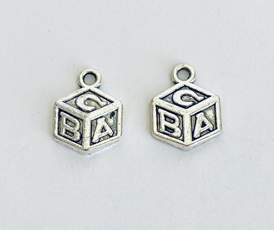 Base Metal Baby Alphabet Baby Block Charm