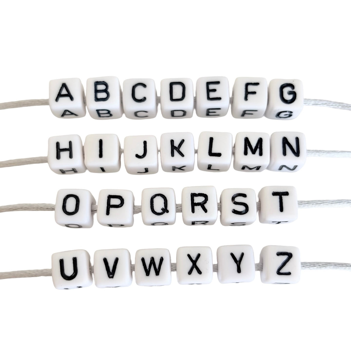 9mm Acrylic Alphabet Letter Beads • A-Z 26-Piece Set • 4-Sided Beads with 4mm Hole