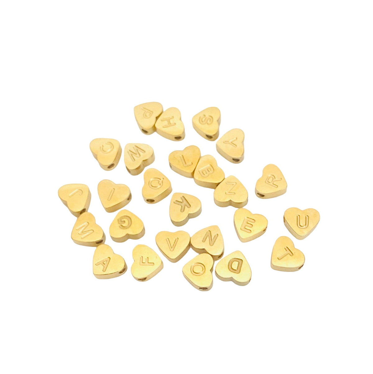 7mm Initial Heart Bead (A-Z) • Stainless Steel • Gold over Stainless Steel • Sold Individually