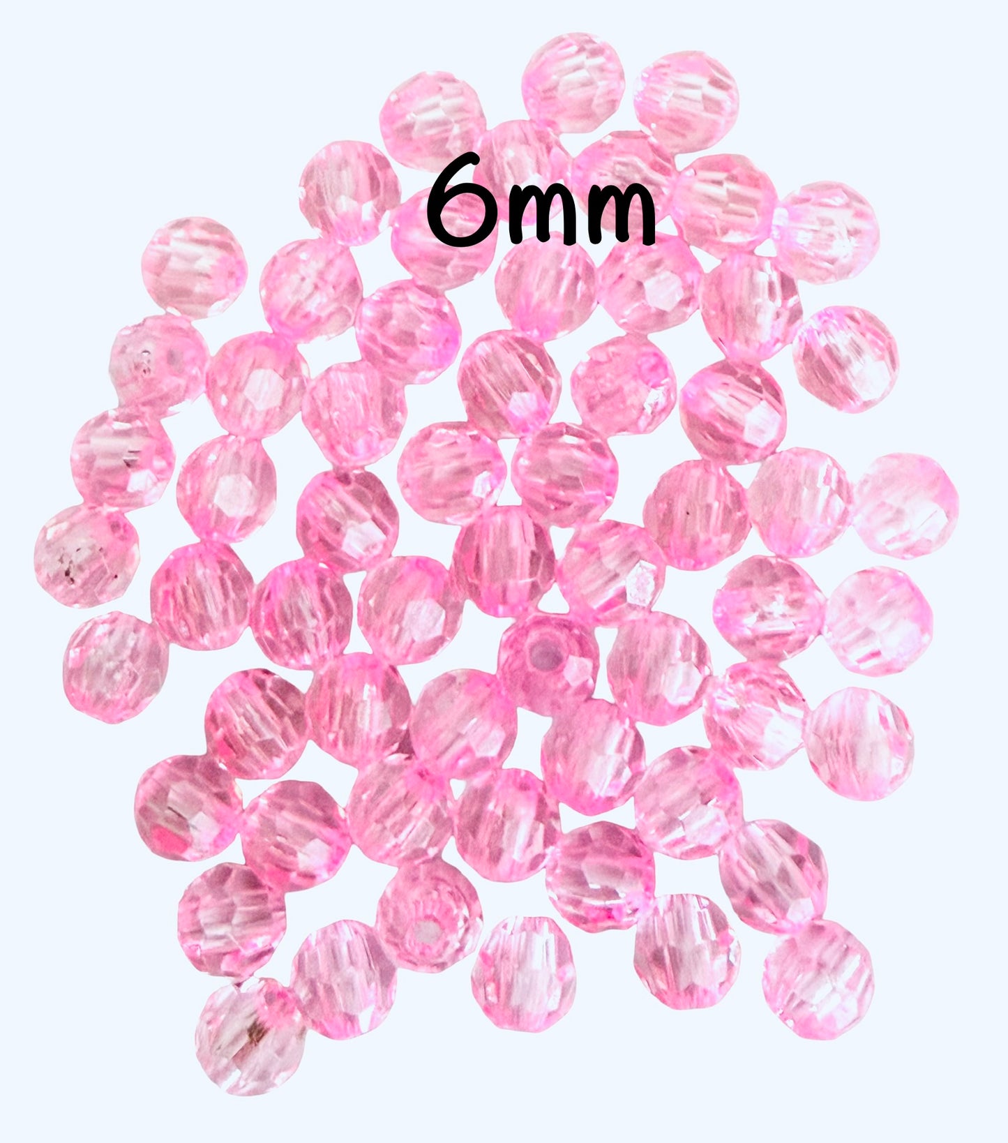 Faceted Plastic Beads • Clear & Pink • 6mm & 8mm