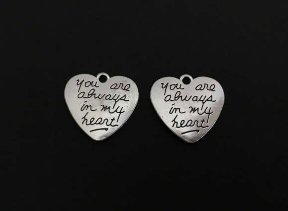 Base Metal You are always in my heart Charm