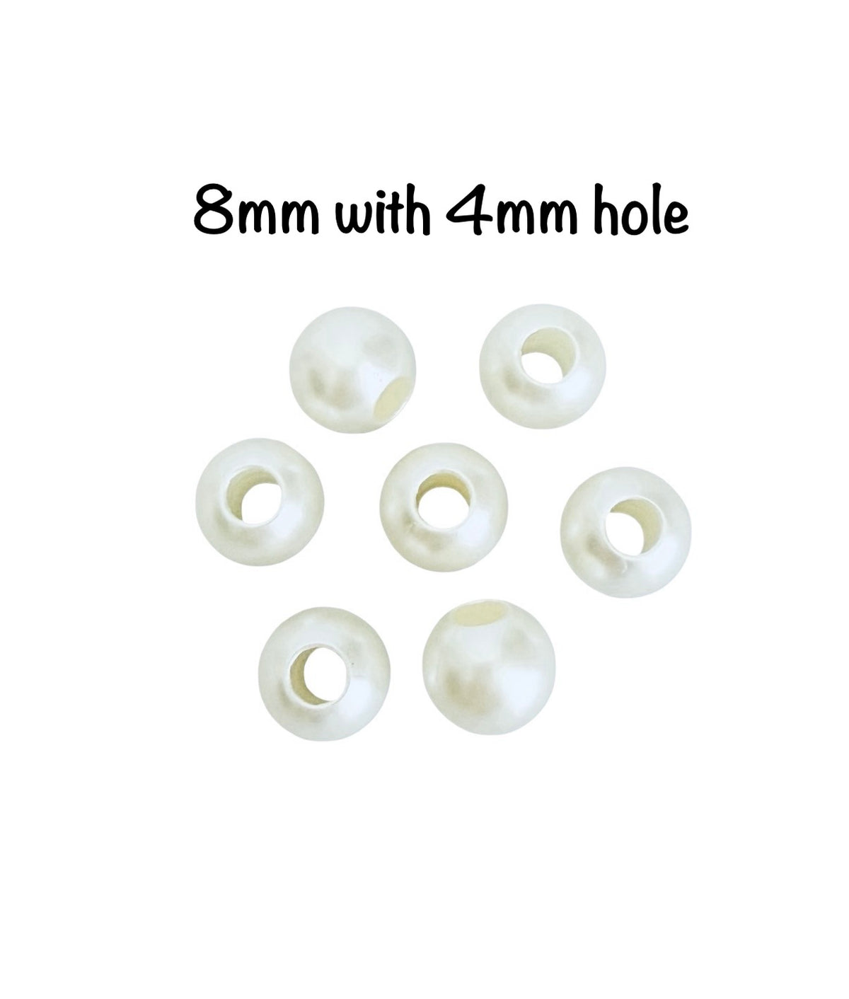 Big Hole Faux Pearl Beads • 8mm, 10mm or 12mm • Off White • ABS Pearl Beads for Jewelry Making