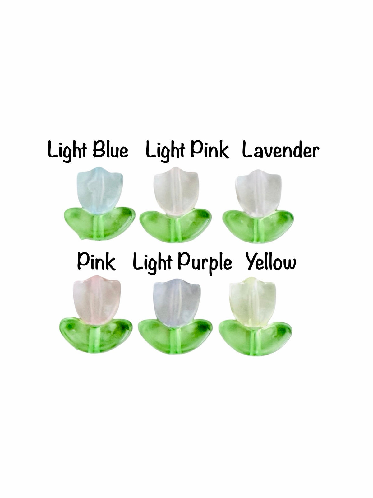 Two-Piece Acrylic Tulip Bulb & Leaf Flower Beads • Transparent Tulip Beads for Jewelry Making & Crafts