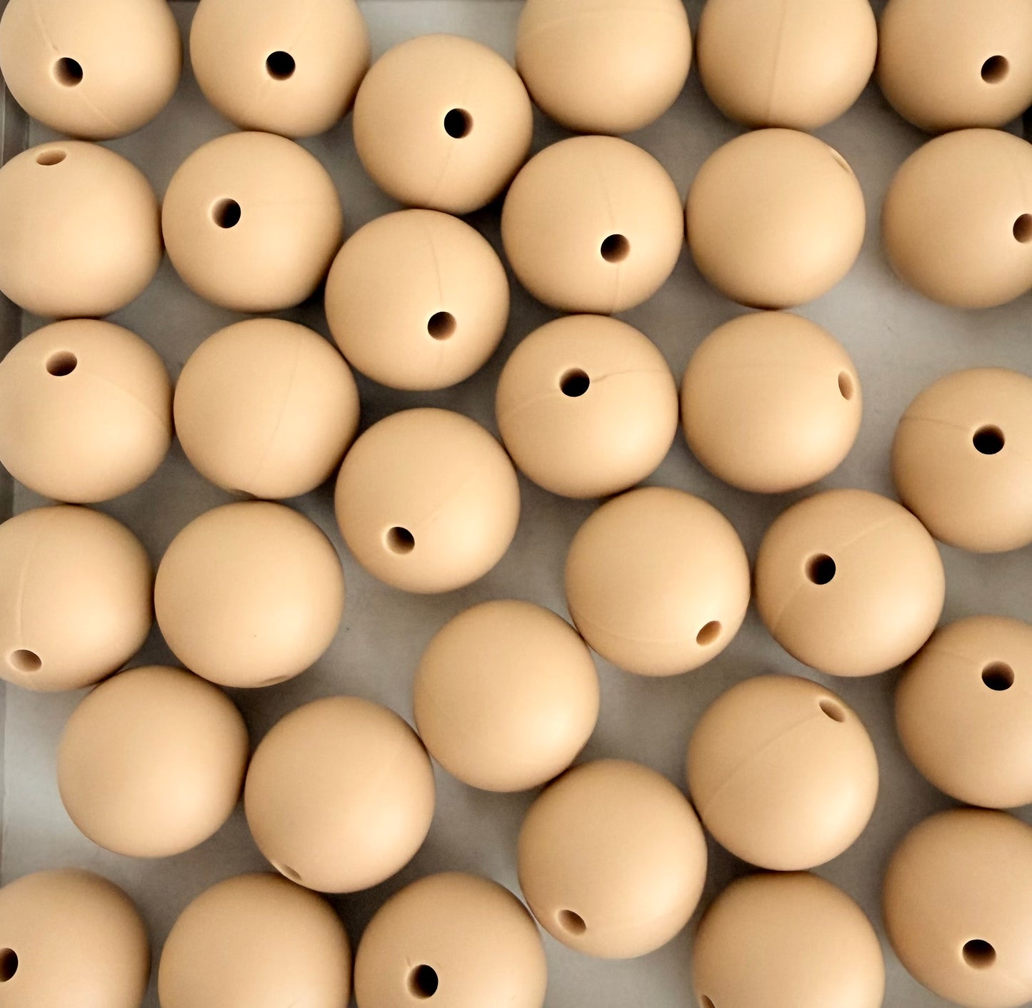 15mm Beige Silicone Beads • Round Beads (Sold Per Piece) for Jewelry Making, Keychains & DIY Crafts