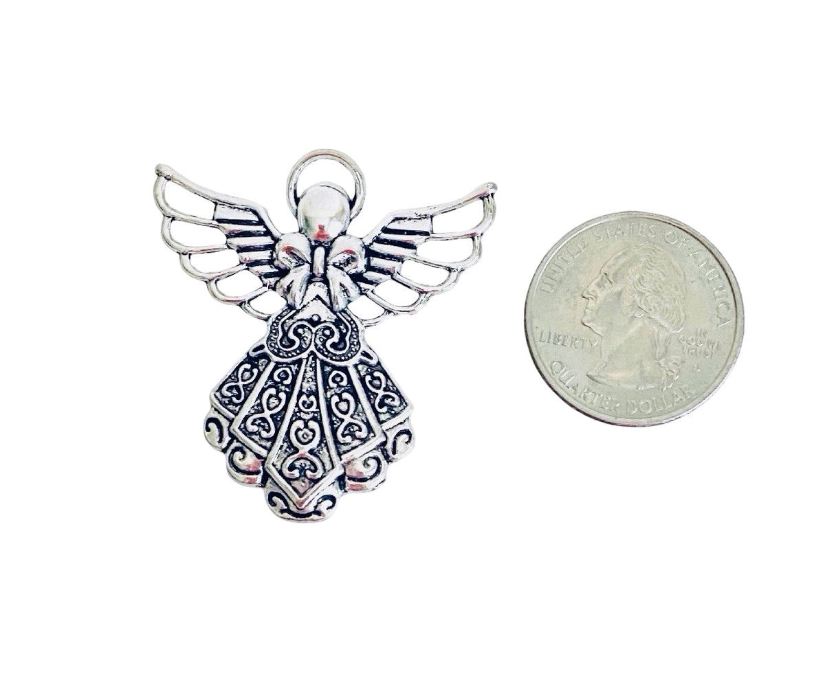 Base Metal LARGE Angel Charm