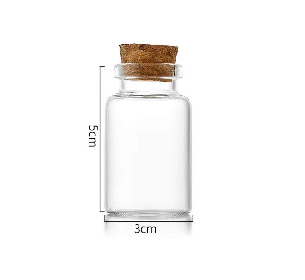 Mini Glass Bottles with Cork Stoppers • Small Clear Glass Vials for Crafts