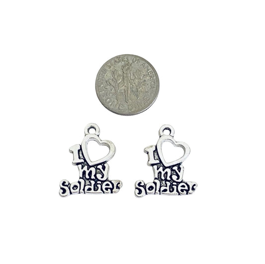 Base Metal I Love My Soldier Charms
