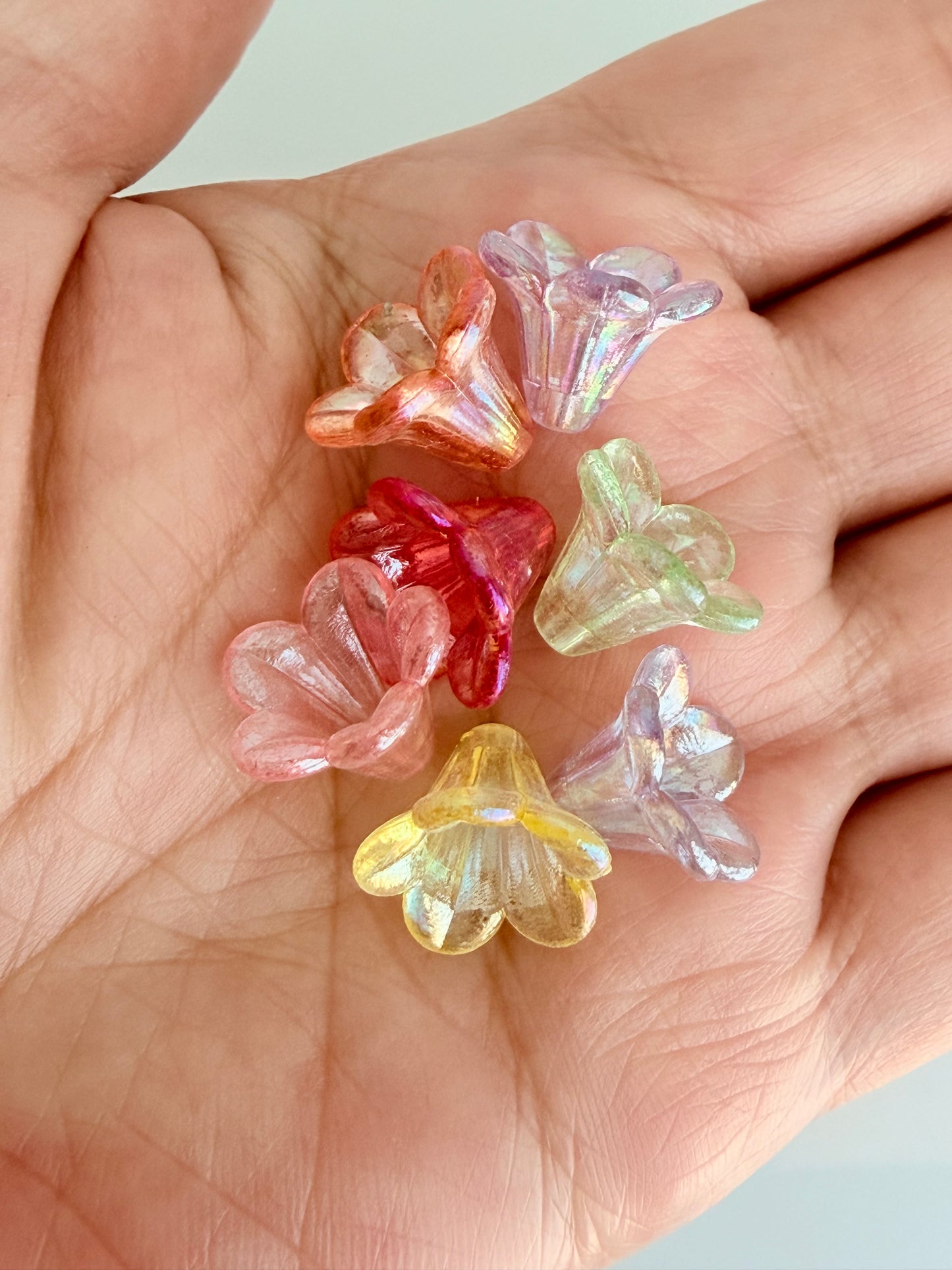 Mixed AB Transparent Trumpet Flower Beads