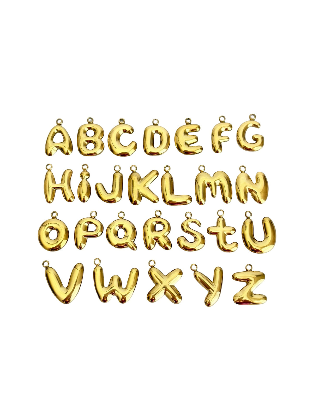 Large Bubble Letter Pendant (A-Z) • Stainless Steel • Gold over Stainless Steel • Sold Individually