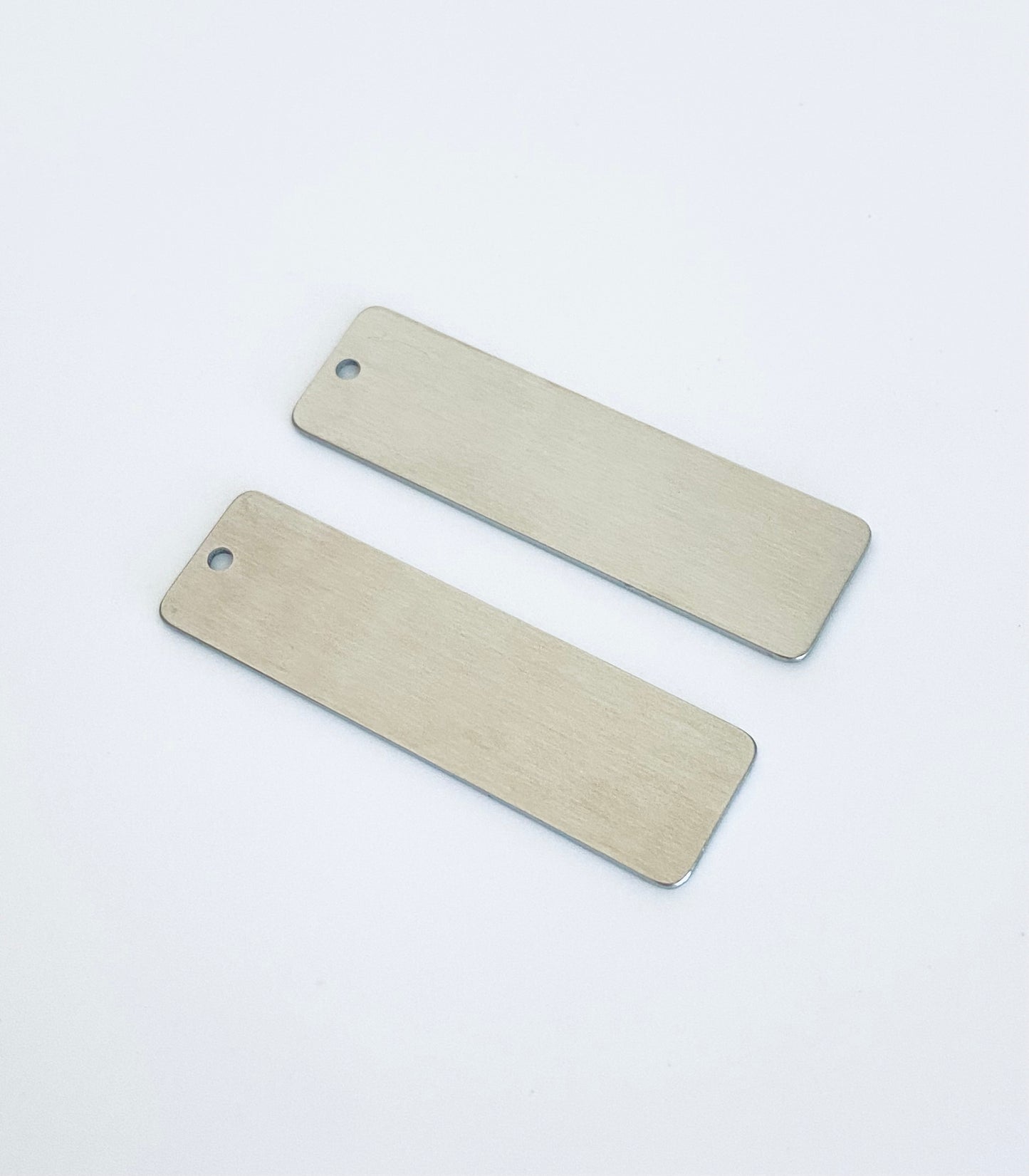 Stainless Steel Long Bar Blank Tag with Matte Finish • Engravable Rectangle Bar Pendant for Jewelry Making & Personalized Gifts