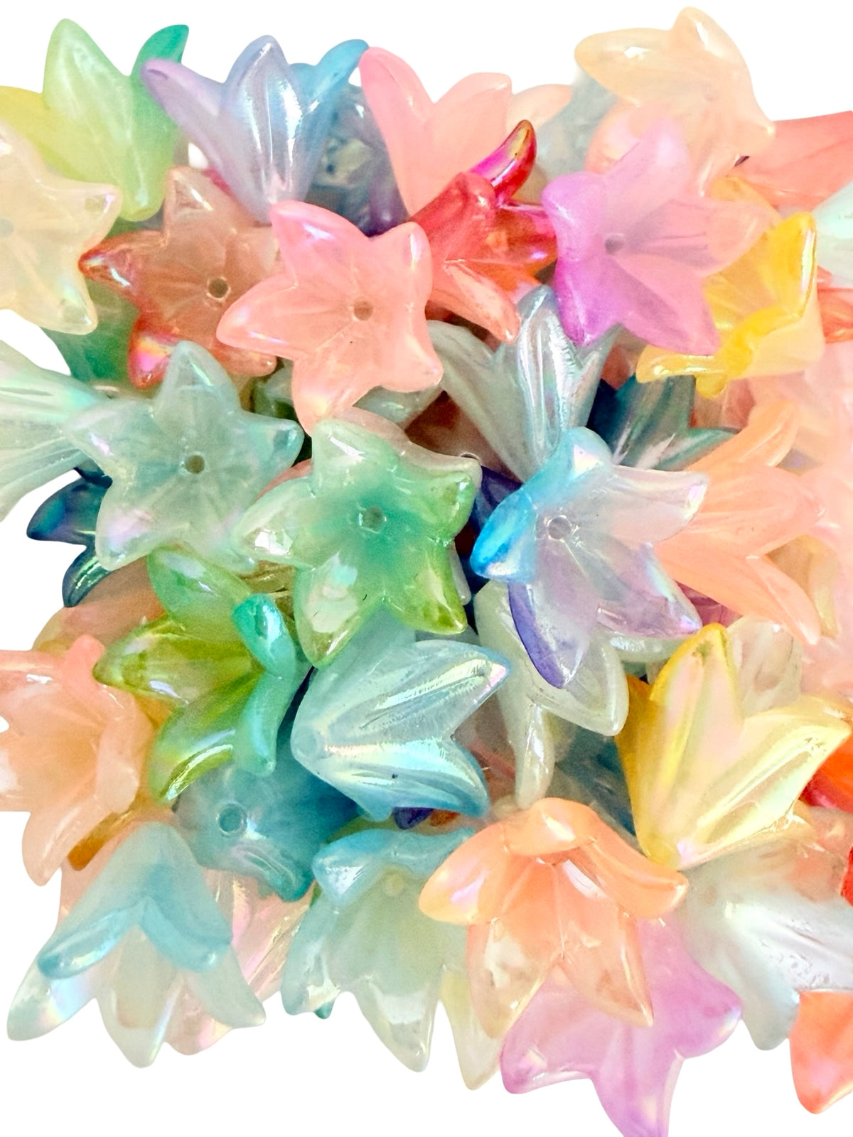 15mm Acrylic 5-Petal Pointed Flower Beads • Faux Pearl, Transparent & Two-Tone Flower Beads for Jewelry Making & Crafts