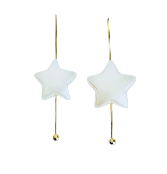 Faux Pearl Puffy Star Beads for Jewelry Making • 12mm or 14mm