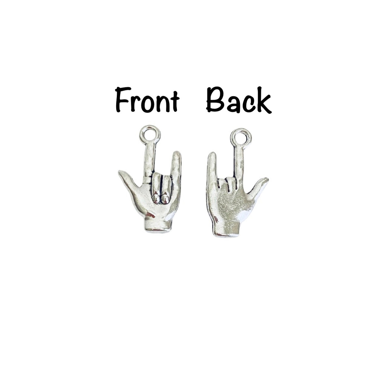 Base Metal Hand Sign I Love You Charm