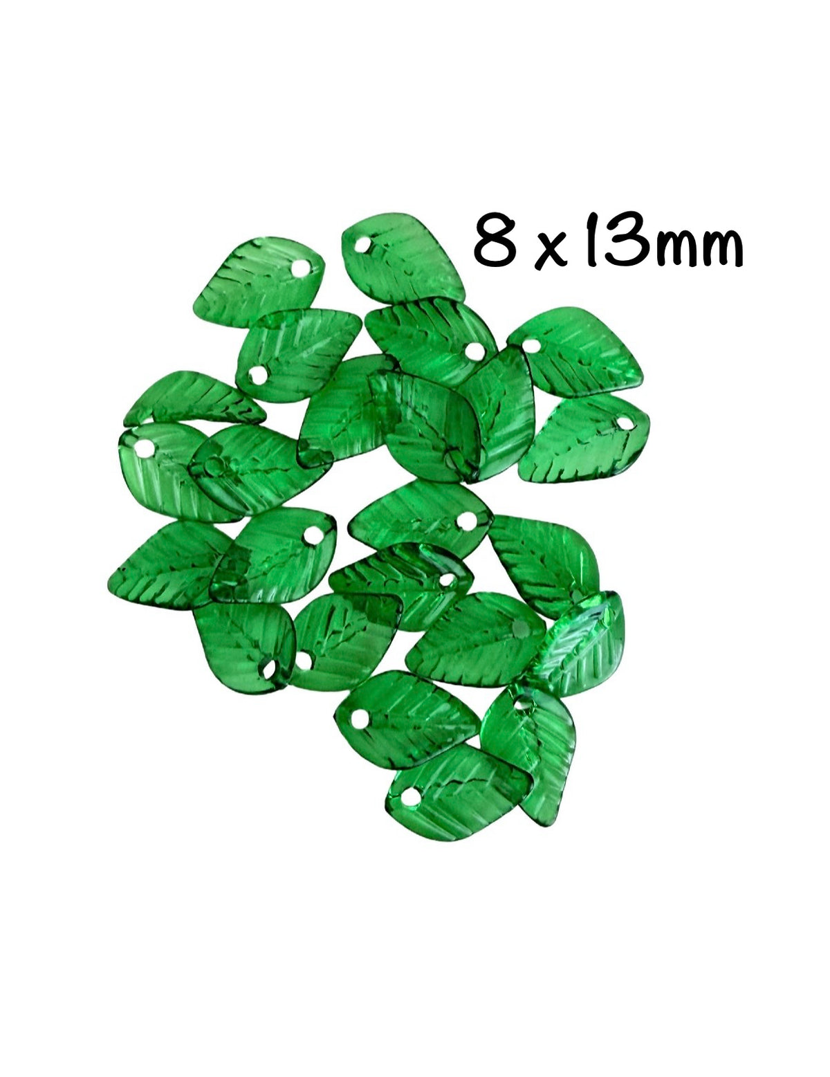Acrylic Transparent Green Leaf Beads • 8x13mm & 12x19mm • Green Leaf Beads for Jewelry Making & Crafts