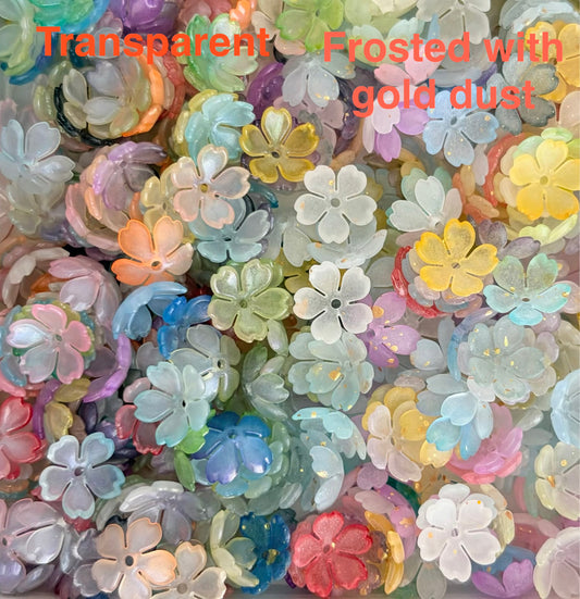 Cherry Blossom Flowers • Transparent • Frosted Pastel Flower Beads