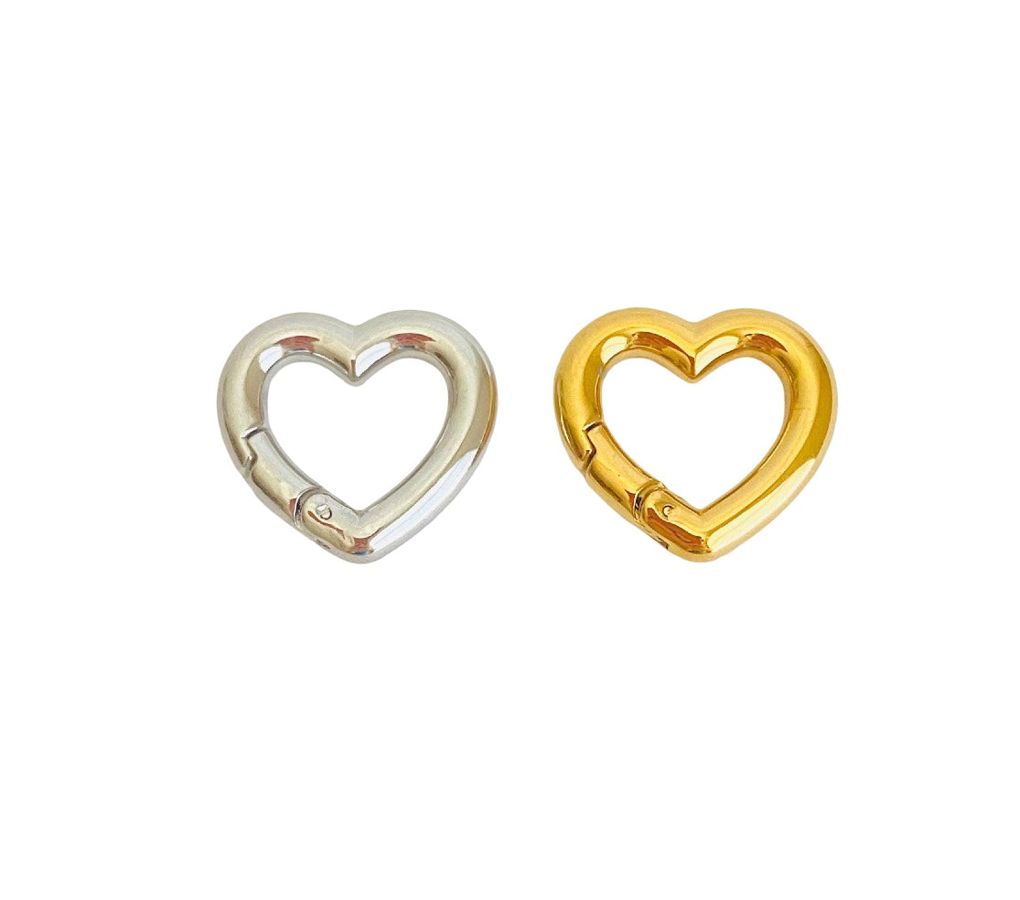 17mm x 16mm Heart Connector Clasp • Stainless Steel • Gold over Stainless Steel • Sold Individually