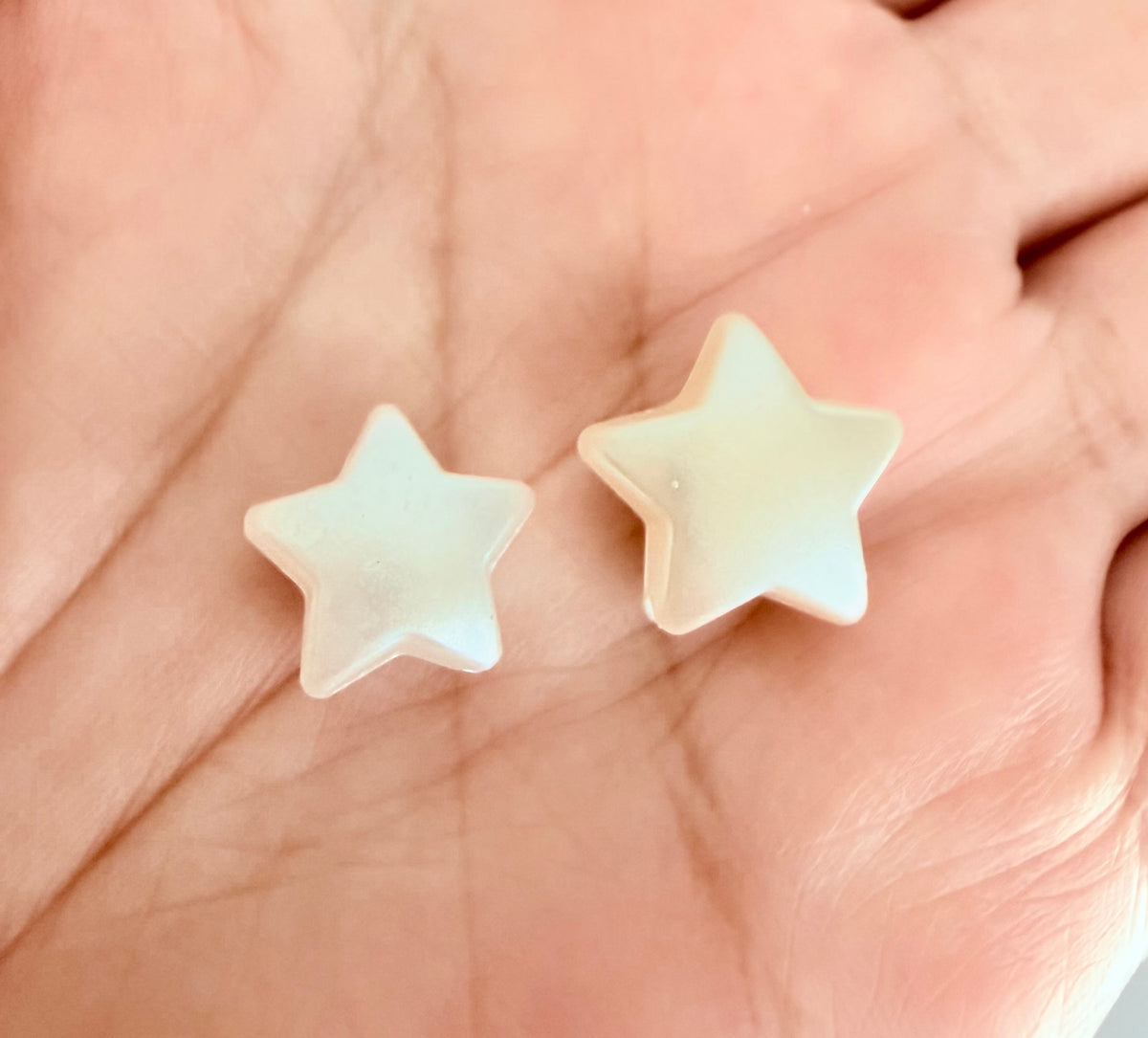 Faux Pearl Puffy Star Beads for Jewelry Making • 12mm or 14mm