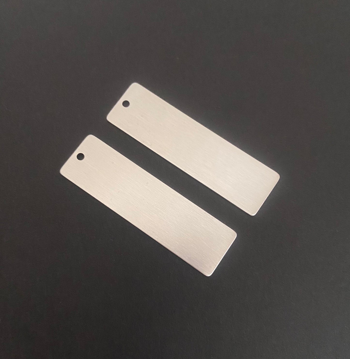 Stainless Steel Long Bar Blank Tag with Matte Finish • Engravable Rectangle Bar Pendant for Jewelry Making & Personalized Gifts