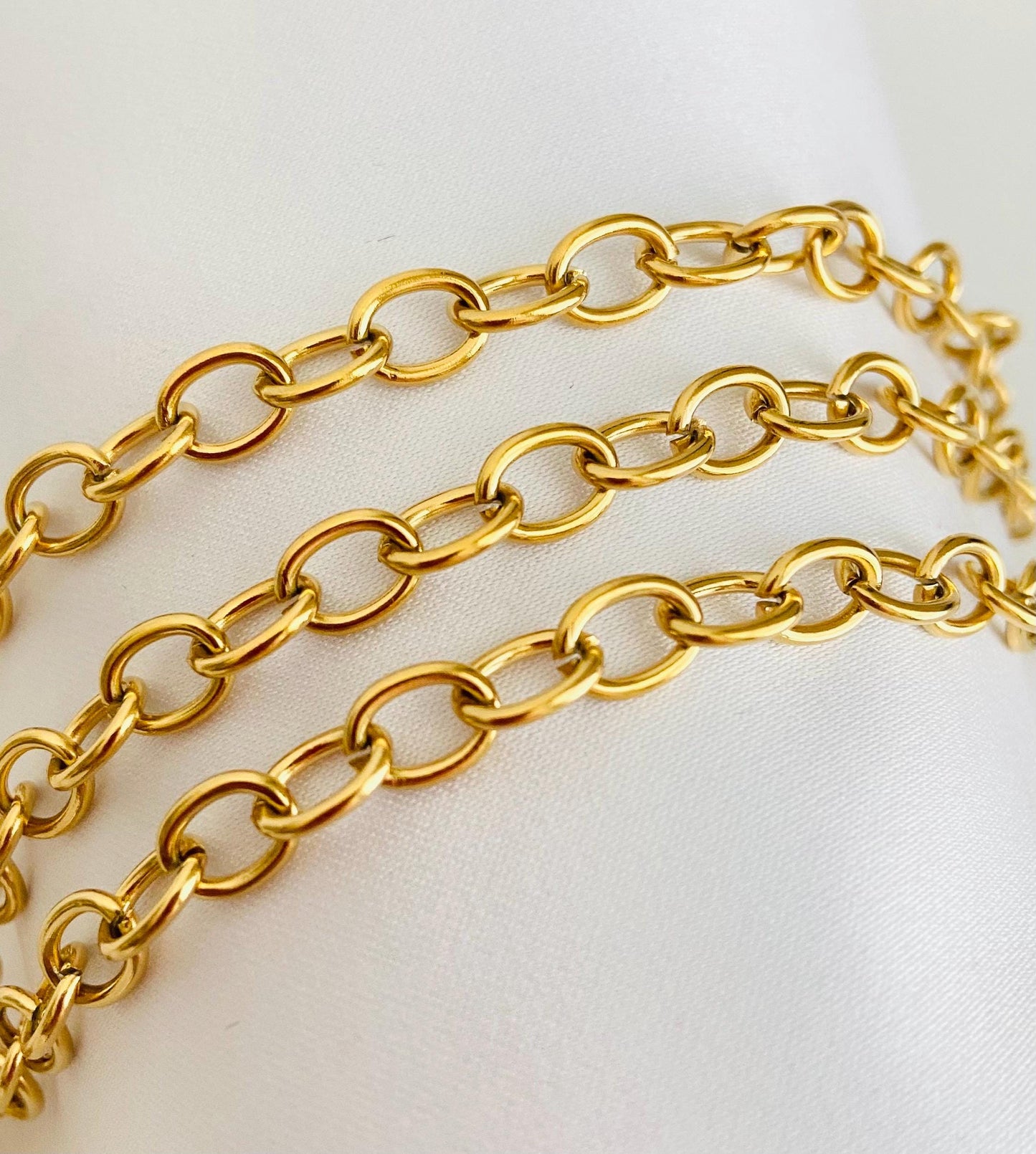 6x8mm 18K Gold Over Stainless Steel Oval Chain • Jewelry Chain by the Foot for DIY Crafting & Supplies