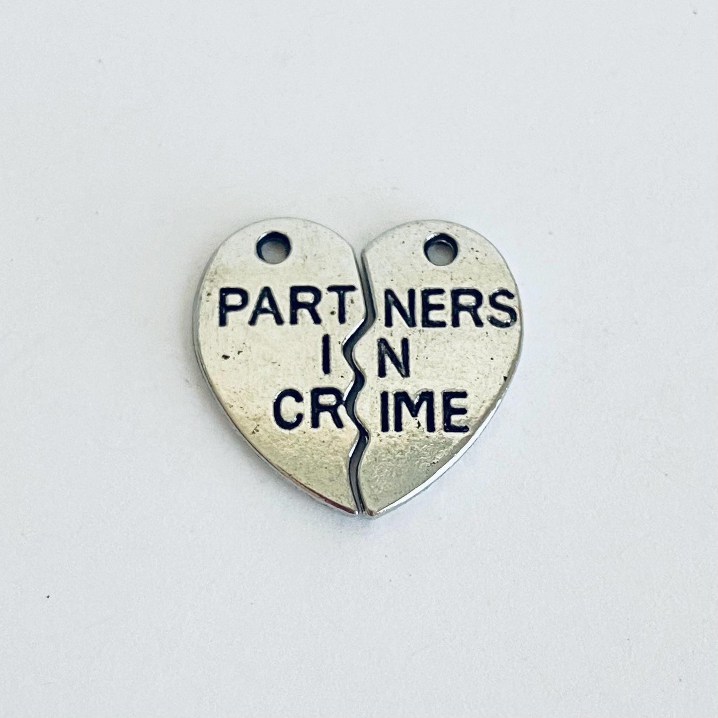 Partners in Crime Heart Charm (2 pieces)