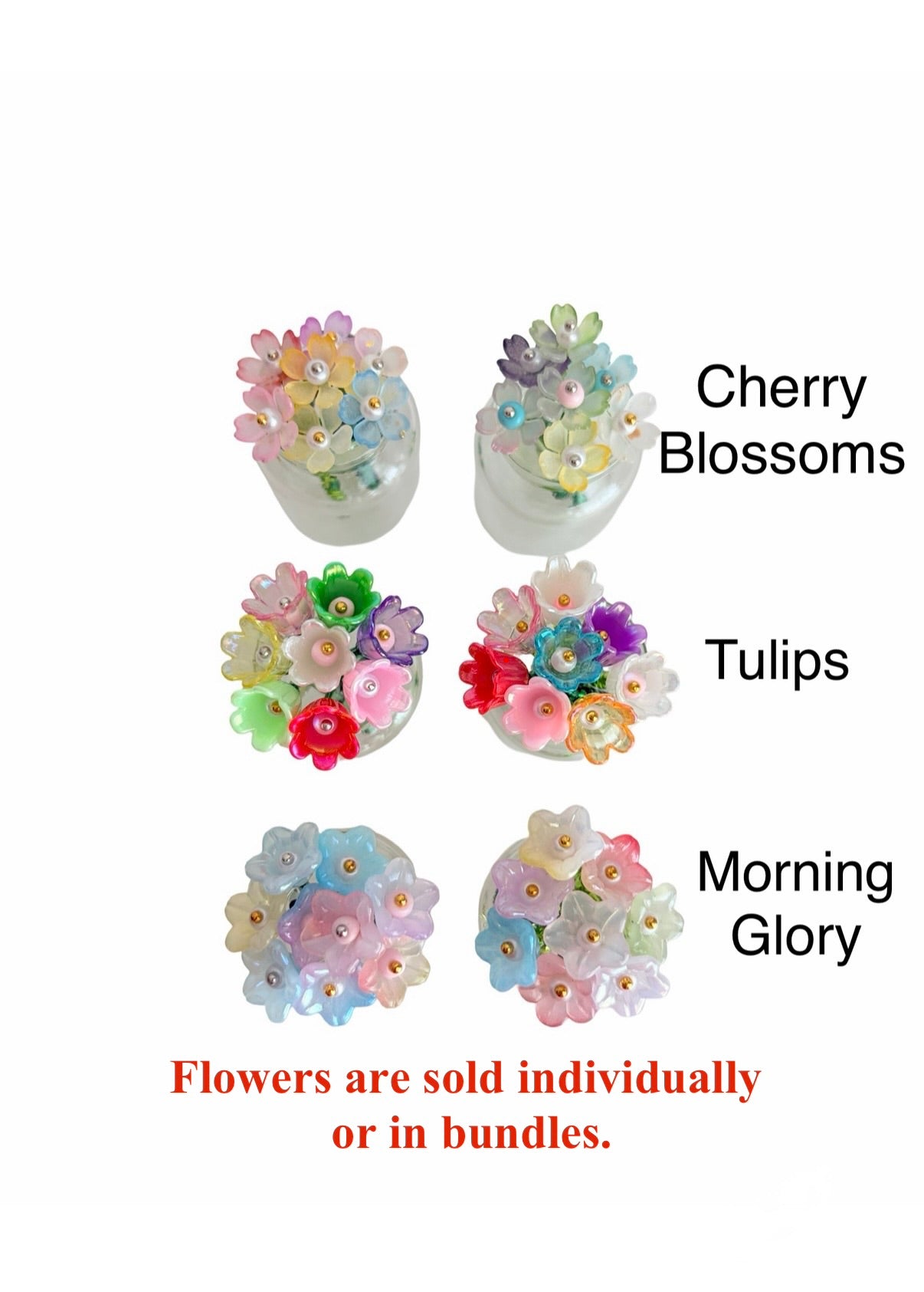 1.75” Mini Handmade Beaded Flower Charm • Assorted Styles