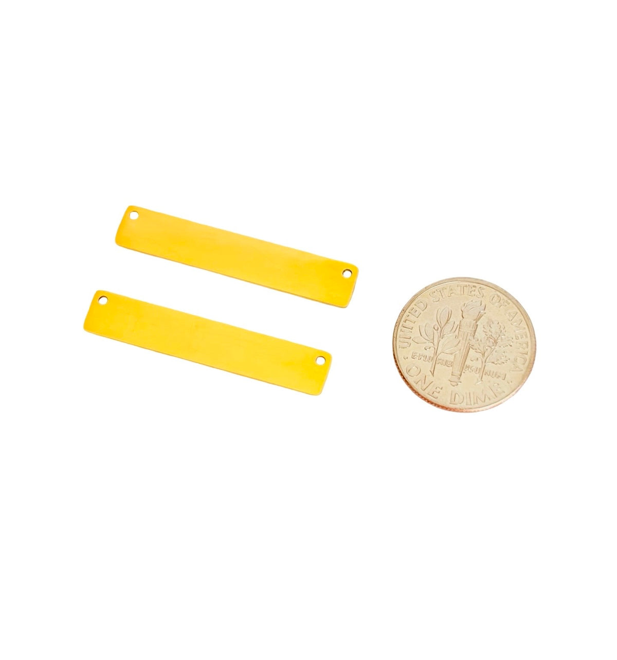 6mm x 32mm Shiny Long Bar Blank • Stainless Steel • Gold over Stainless Steel
