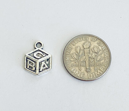 Base Metal Baby Alphabet Baby Block Charm