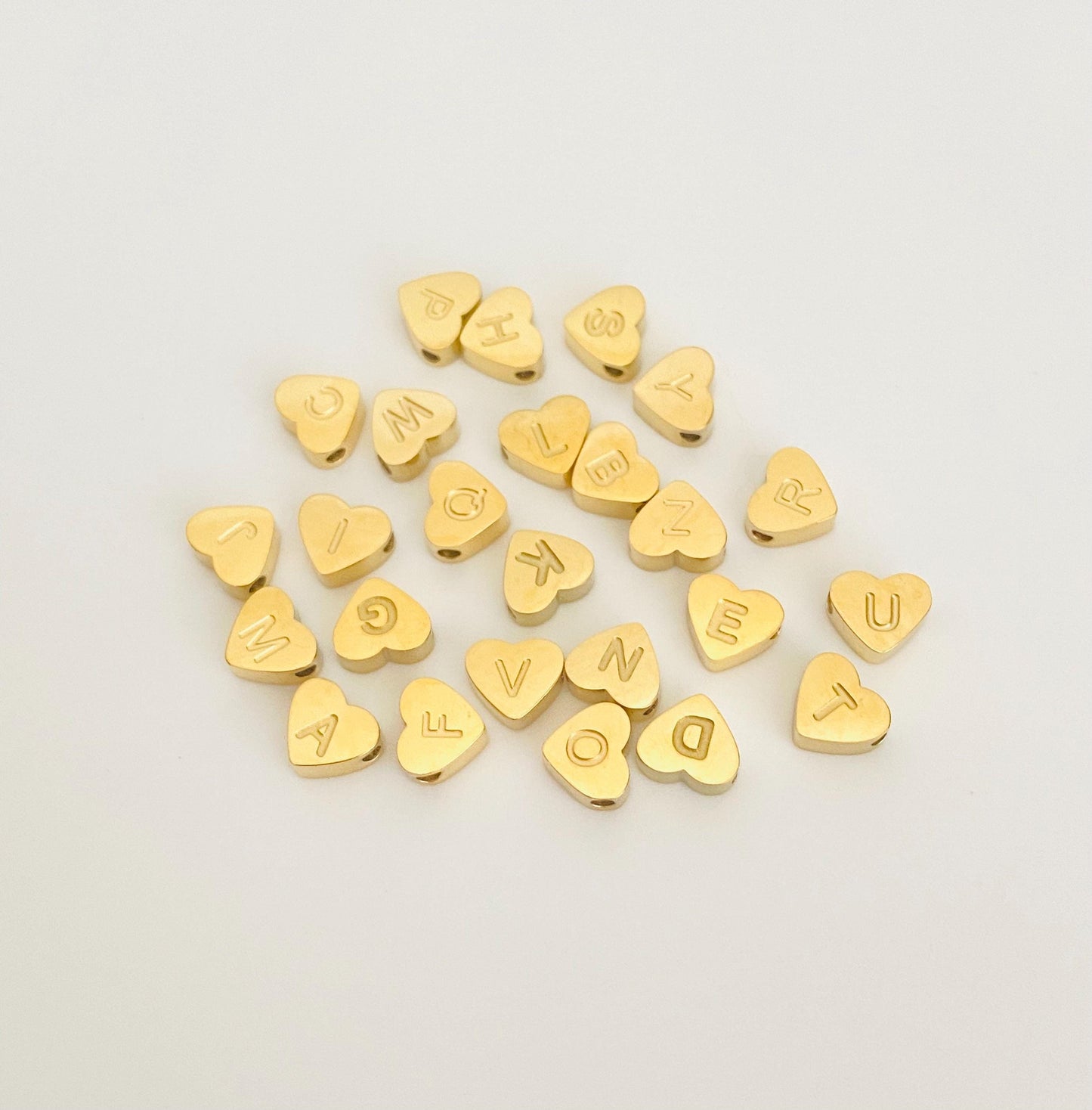 Small Gold over Stainless Steel Letter Heart Charm (6mm )